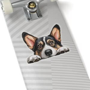 Tri Color Cardigan Corgi Sticker, Peeking Dog Waterproof Vinyl Sticker For Laptop Water Bottle Phone Wall Car Window Decal Welsh Corgi Gift image 4