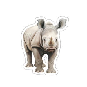 Baby Rhino Sticker, Cute Animal Stickers, Rhinoceros Gift, Laptop Decal, Vinyl Sticker, Funny Stickers, Water Bottle Sticker