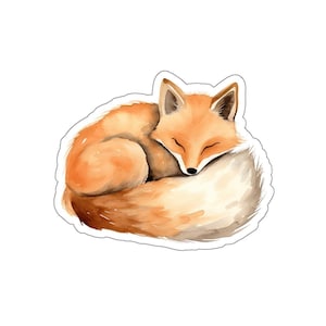 Adesivo in vinile con volpe carina, adesivo con volpe assonnata, adesivo ecologico con animali, adesivo per laptop, adesivo per bottiglia d&#39;acqua, regalo per amanti degli animali