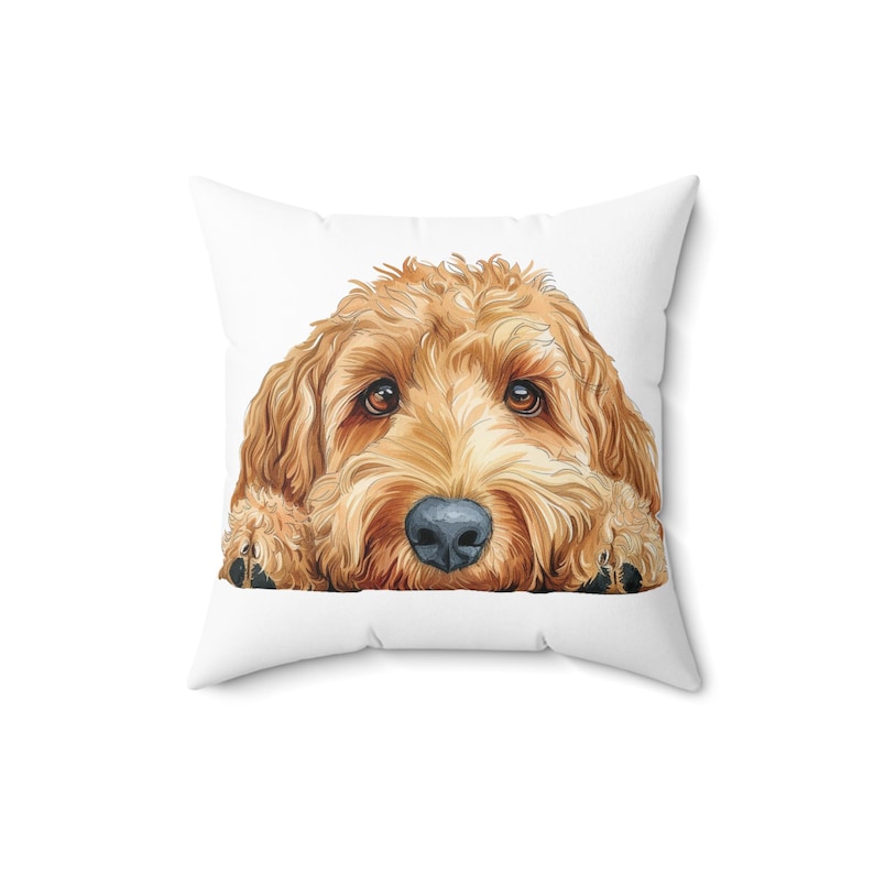 Goldendoodle Pillow, Peeking Dog Square Throw Pillow Print, Decor Accent Cushion with Cover and Insert, Spun Polyester, Dog Lover Gift image 9