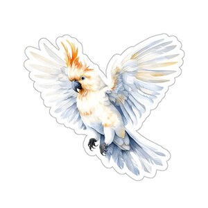 Cockatoo Stickers, White Parrot Decal, Tropical Bird Stickers, Bird Lover Gift, Cute Parrot Stickers, Watercolor Art Stickers