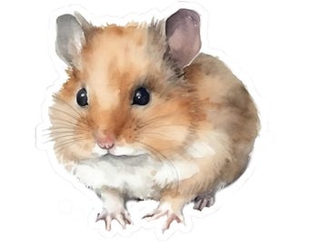 Cute Hamster Sticker, Watercolor Hamster Decal, Pet Lover Vinyl Sticker, Small Animal Sticker, Adorable Hamster Art, Laptop Sticker