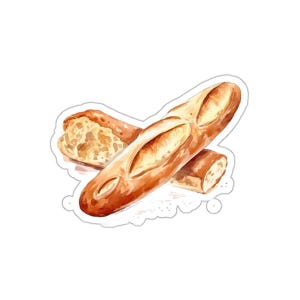 Stickers baguette pour pain, aquarelles autocollants alimentaires, Sticker pain français, cadeau boulanger, Stickers ordinateur portable, cadeau gourmand, Stickers pour les amateurs de pâtisserie