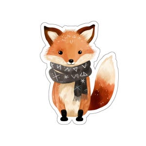 Cute Fox Vinyl Sticker, Winter Fox Decal for Laptop, Water Bottle, Phone, Journal, Fun Animal Stickers Gift, Eco-friendly, Christmas