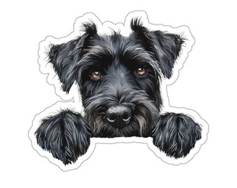 Giant Schnauzer Sticker, Peeking Dog Waterproof Vinyl Sticker For Laptop Water Bottle Phone Wall Car Window Decal Gift