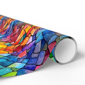 Vibrant Mosaic Wrapping Paper, Colorful Gift Wrap, Artistic Present Wrap, Stained Glass Design, Unique Gift Wrap for Any Occasion image 7