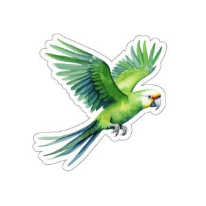 Green Parrot Vinyl Sticker Glossy Waterproof Eco Friendly Stickers for Laptop Water Bottle Window Phone Decor