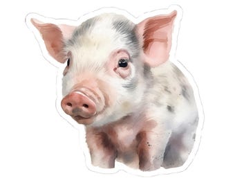 Pig Stickers, Cute Piglet Decals, Watercolor Art, Farm Animal Stickers, Gift for Pig Lovers, Laptop Stickers, Water Bottle Stickers