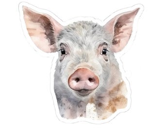 Pig Stickers, Cute Piglet Decal, Farm Animal Stickers, Watercolor Art, Pig Lover Gift, Laptop Stickers, Water Bottle Stickers