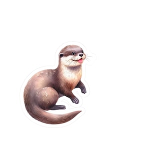 Leuke vinylsticker otter, glanzende waterdichte sticker, schattige dieren waterfles decoratie, perfect cadeau voor dierenliefhebbers