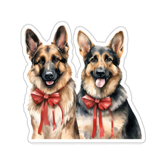 Two German Shepherd Lovers German Shepherd Stickers, Watercolor