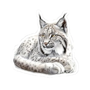 Snowy Lynx Design Vinyl Sticker, Waterproof and Glossy, Perfect for Laptops, Water Bottles, Windows, Phones, and Journals