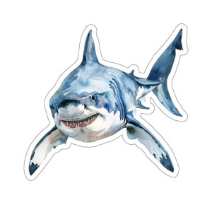 Scary Great White Shark Sticker, Cool Waterproof Vinyl Decal for Laptop Water Bottle Phone Car Wall Window, Ocean Animal Shark Lover Gift image 4