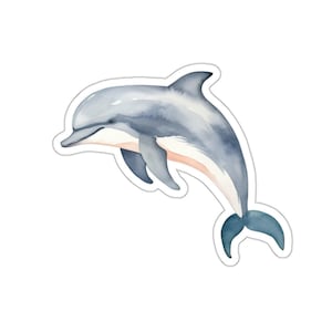 Dolphin Sticker, Watercolor Art, Ocean Lover Gift, Cute Animal Decal, Laptop Sticker, Water Bottle Sticker, Kids Sticker, Summer Sticker