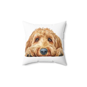 Goldendoodle Pillow, Peeking Dog Square Throw Pillow Print, Decor Accent Cushion with Cover and Insert, Spun Polyester, Dog Lover Gift image 5