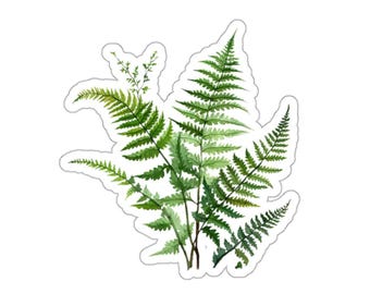 Green Fern Plant Vinyl Sticker, Waterproof Glossy Nature Sticker, Eco-Friendly, Perfect for Laptops and Water Bottles