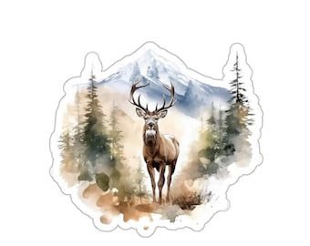 Deer Sticker, Buck Sticker, Watercolor Art Sticker, Forest Sticker, Nature Lover Gift, Animal Sticker, Laptop Sticker, Hydroflask Sticker