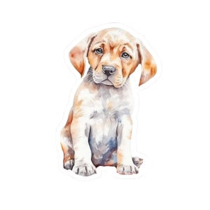 Cute Puppy Sticker, Watercolor Dog Decal, Animal Vinyl Sticker, Art Dog Sticker, Laptop or Water Bottle, Perfect Pet Lover Gift
