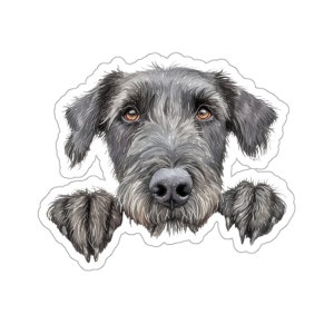 Irish Wolfhound Sticker, Peeking Dog Waterproof Vinyl Sticker For Laptop Water Bottle Phone Wall Car Window Decal Gift