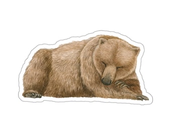 Bonita pegatina de oso durmiendo, regalo para amantes de los animales, calcomanía de oso para computadora portátil, botella de agua, teléfono, pegatina de vinilo impermeable