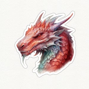 Dragon Head Sticker, Fantasy Dragon Decal, Colorful Dragon Sticker, Mythical Creature Sticker, Dragon Lover Gifts, Waterproof, Eco Friendly