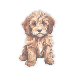Sticker chiot Labradoodle, chien mignon autocollant vinyle imperméable pour ordinateur portable bouteille d'eau téléphone mur fenêtre de voiture sticker Kawaii cadeau pour animal de compagnie