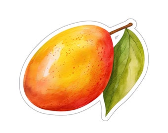 Watercolor Mango Sticker, Fruit Decal – Waterproof Vinyl for Kitchen Decor Laptop Water Bottle Phone Case, Tropical Fruit Lover Gift Summer