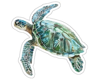 Watercolor Sea Turtle Sticker, Ocean Animal Vinyl Decal