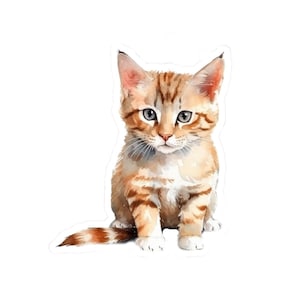 Cute Kitten Vinyl Sticker, Cat Vinyl Sticker, Animal Decal, Waterproof Sticker for Laptops, Perfect Cat Lover Gift