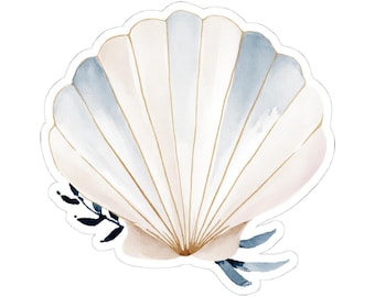 Seashell Sticker, Watercolor Seashell, Beach Decor, Coastal Sticker, Ocean Lover, Summer Sticker, Cute Stickers, Laptop Stickers