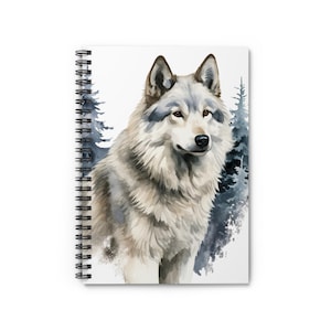 Wolf Lover Gift, Watercolor Wolf Journal, Wildlife Notebook, Spiral Notebook, Cute Notebook, Winter Notebook, Forest Animal Journal