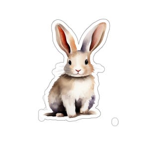 Cute Bunny Vinyl Sticker, Watercolor Rabbit Decal for Laptop Water Bottle, Animal Sticker for Kids, Easter Gift, White or Transparent