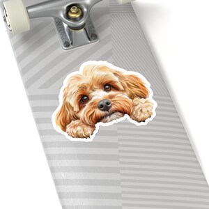 Cockapoo Sticker, Peeking Dog Waterproof Vinyl Sticker for Laptop Water ...