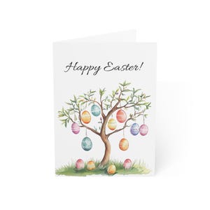 Cartes de voeux Joyeuses Pâques, paquet de 10 ou une carte pliée avec enveloppe, vierges à l'intérieur, coffret cadeau de papeterie carte postale aquarelle