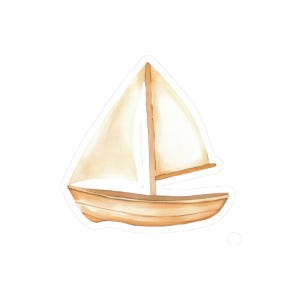 Watercolor Sailboat Stickers, Nautical Theme, Boat Lover Gift, Laptop Decal, Waterproof Stickers