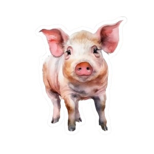 Cute Pig Sticker, Animal Vinyl Decal, Pet Piggy Design, Waterproof Laptop Sticker, Farm Animal, Pig Sticker for Water Bottles