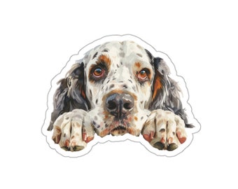 Peeking English Setter Sticker: Waterproof Vinyl Decal