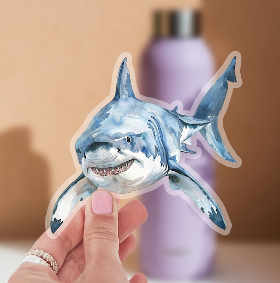 Scary Great White Shark Sticker, Cool Waterproof Vinyl Decal for Laptop Water Bottle Phone Car Wall Window, Ocean Animal Shark Lover Gift