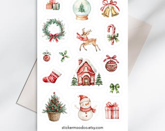 Pegatinas navideñas, hojas de pegatinas navideñas, bonitas pegatinas de invierno para planificadores, álbumes de recortes, diarios, regalos para amantes de la papelería.