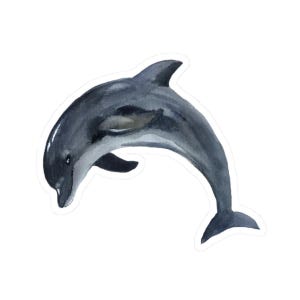 Dolphin Stickers, Watercolor Ocean Art Decals, Gift for Dolphin Lover, Kids Room Decor, Cute Animal Stickers