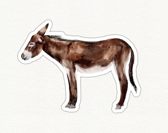 Cute Donkey Vinyl Sticker for Water Bottle Laptop Journal Planner, Farm Animal Donkey Sticker, Waterproof Sticker Decal