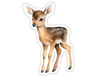Fawn Stickers, Baby Deer Stickers, Watercolor Stickers, Animal Stickers, Laptop Stickers, Cute Stickers, Gift for Her, Baby Animal Stickers