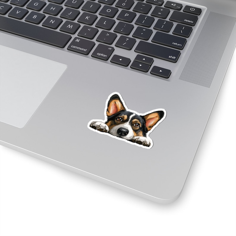 Tri Color Cardigan Corgi Sticker, Peeking Dog Waterproof Vinyl Sticker For Laptop Water Bottle Phone Wall Car Window Decal Welsh Corgi Gift image 3