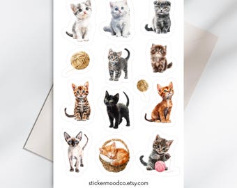 Un Jeu D'autocollants Pour Chats Mignons | Vecteur Premium