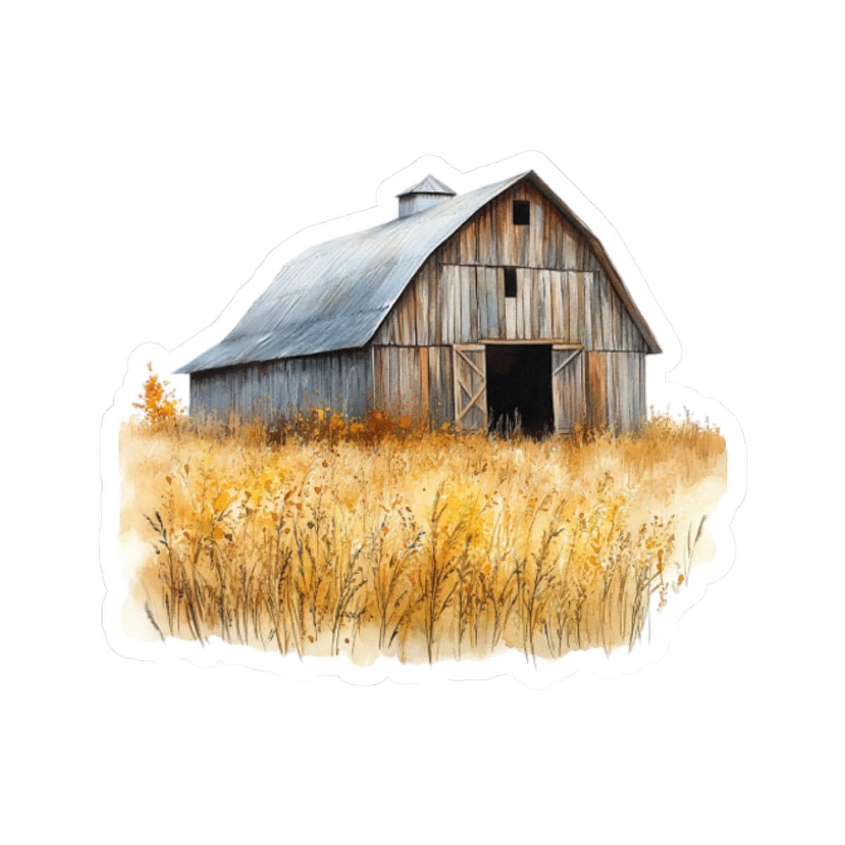 Rustic Barn Stickers Rustic Barn Sticker, Farmhouse Decor Decal, Watercolor Art Sticker ...