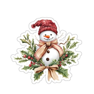 Sticker aquarel sneeuwpop, winterstickers, kerststickers, vakantiesticker, cadeau voor haar, leuke stickers, laptopstickers