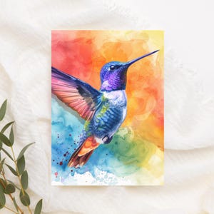 Lebendige Aquarell Kolibri Postkarten, 10er-Pack Grußkarten mit Umschlägen für jeden Anlass, bunte Kunstwerke für Geburtstag Weihnachten