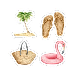 Summer Stickers Sheet, Beach Vibes Stickers Set, Vacation Stickers, Summer Stickers, Laptop Stickers, Planner Stickers, Beach Stickers Pack