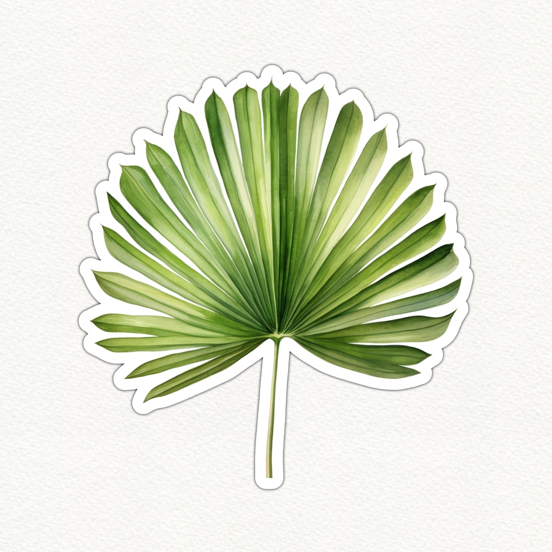 Tropical Palm Leaf Sticker, Vinyl Sticker, Glossy Waterproof Decal ...