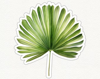 Tropical Palm Leaf Sticker, Vinyl Sticker, Glossy Waterproof Decal, Laptop Sticker, Water Bottle Sticker, Eco Friendly Gift